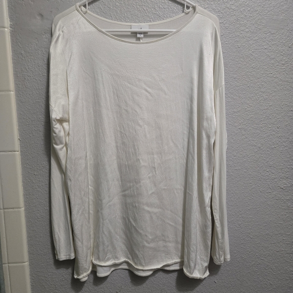 J. Jill Tops - J Jill Cream Knit Woven Blouse Soft Essentials Comfy Chic Size Medium Neutral